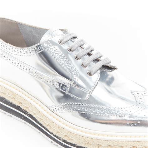 prada silver platform oxford|Prada platform brogues.